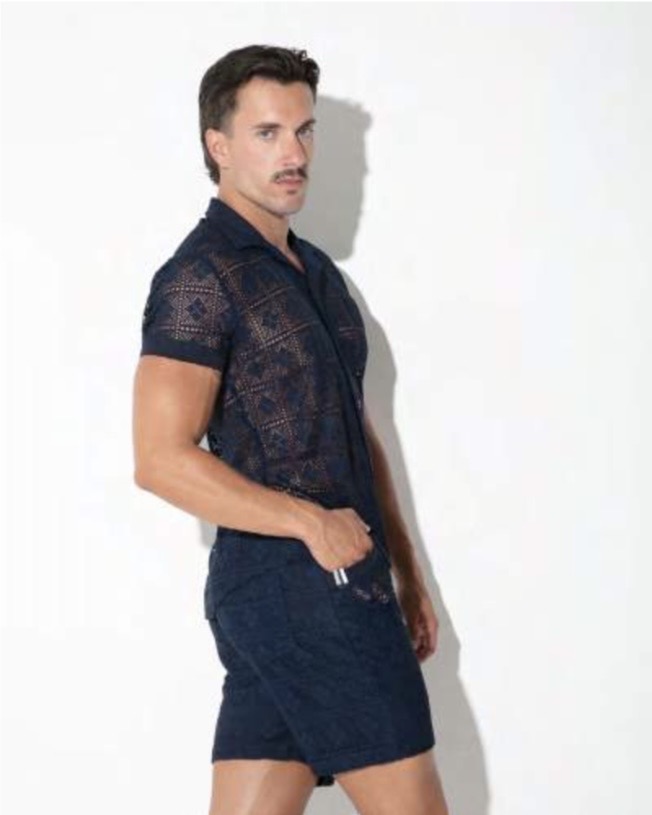 Camisa Graphic Lace Navy