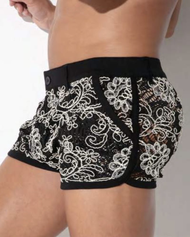 Short Encaje Contrast Black
